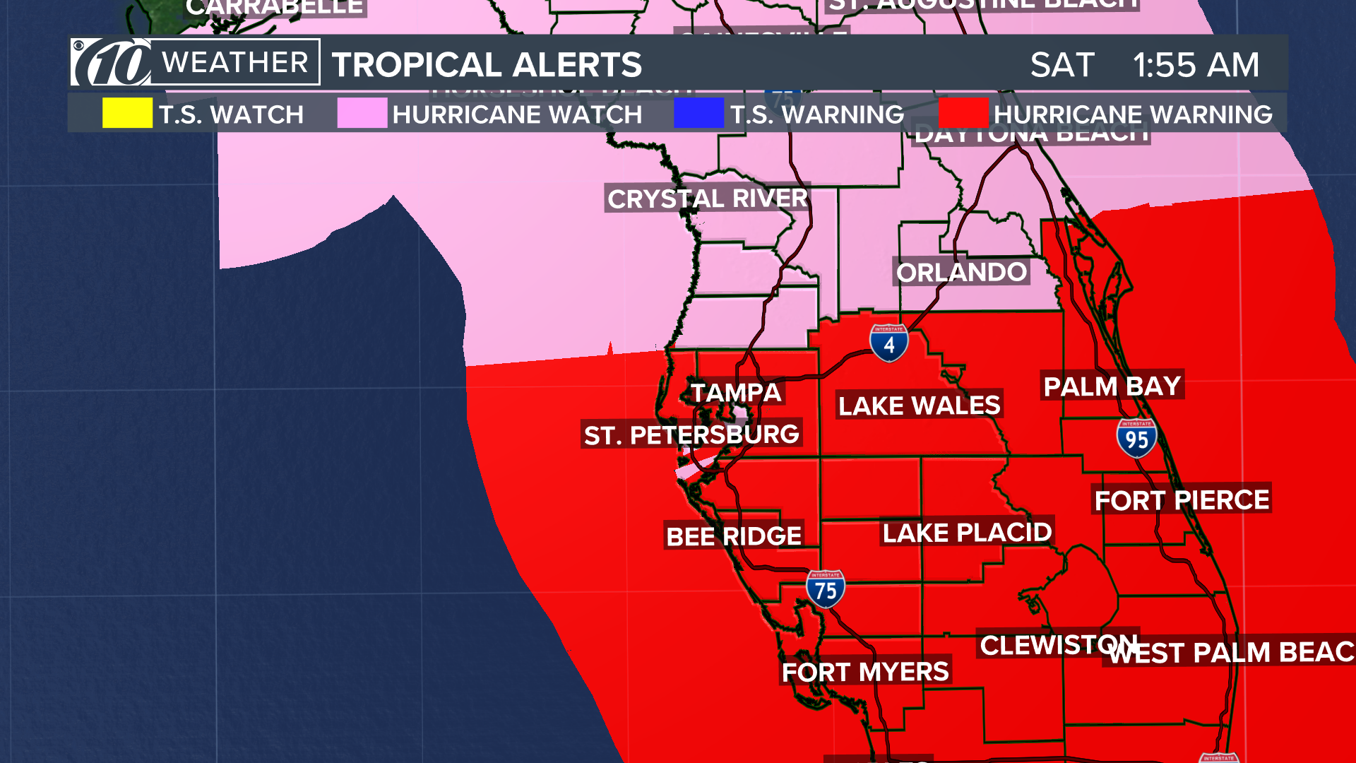 Hurricaneforce winds expected across Tampa Bay; warnings in effect
